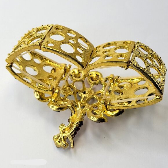 Multicolored Crystal Peacock Bracelet Stretchable Peacock Cuff Bracelet - Picture 4 of 11